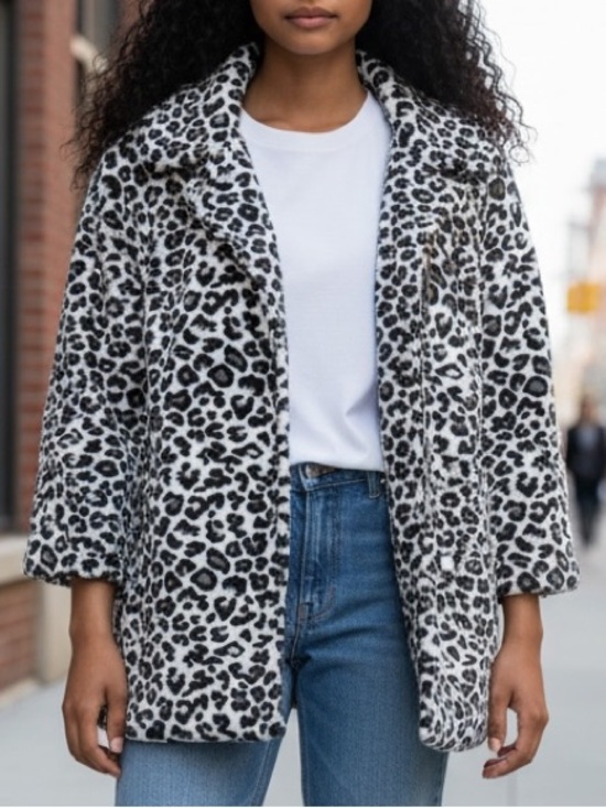 erin london Jackets & Blazers - Erin London Black and White Leopard Oversized Jacket Sz L